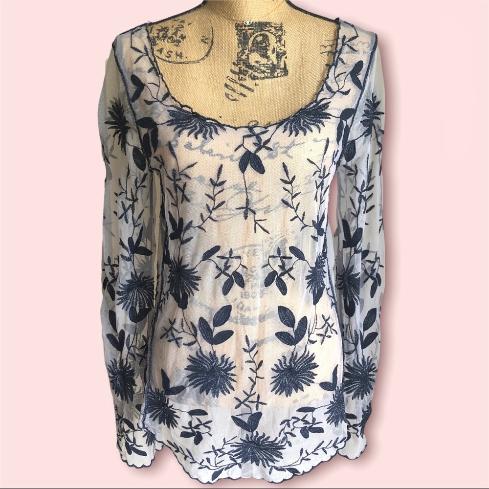 ☕️ Sheer floral detailed top from Everleigh